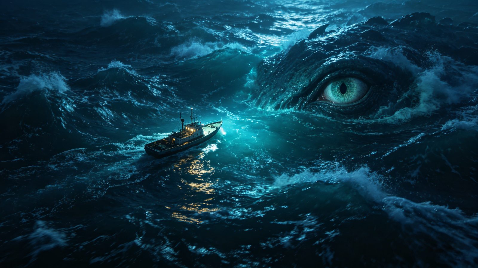 海面裂开，深处显现一只巨眼